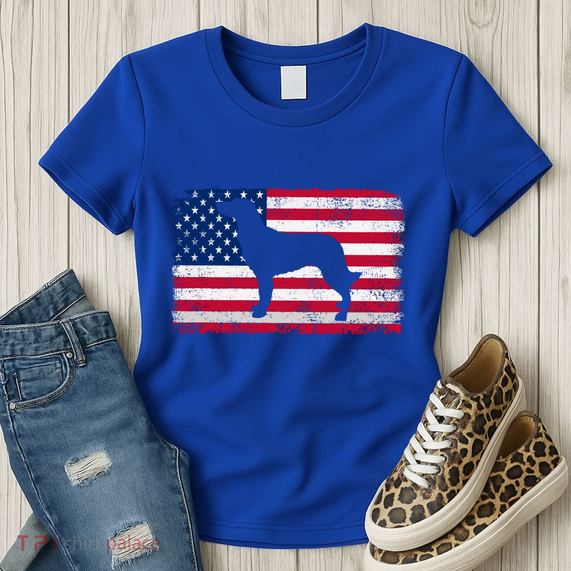 French Spaniel Dog Lover 4th Of July Patriotic American Flag Cute Gift Women's T-Shirt