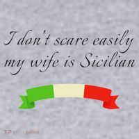 Funny Saying Don't Scare Easily My Wife Is Sicilian Dad Joke Women's Sweatshirt thumb 2