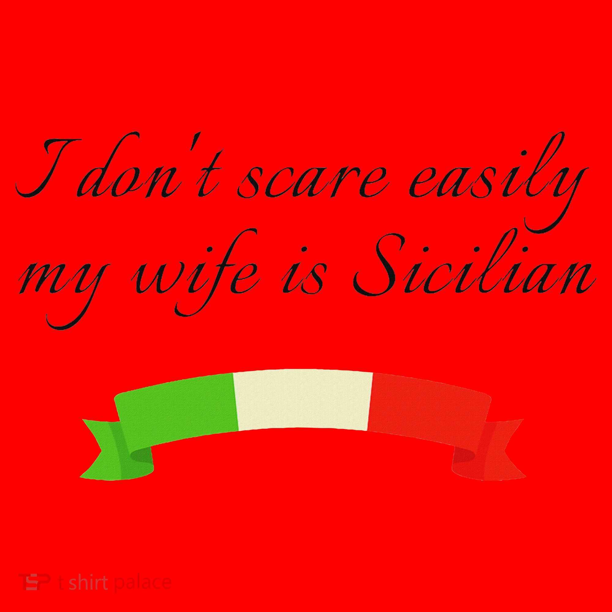 Funny Saying Don't Scare Easily My Wife Is Sicilian Dad Joke Santa Hat