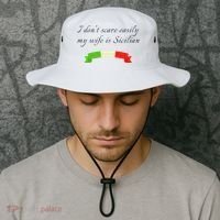 Funny Saying Don't Scare Easily My Wife Is Sicilian Dad Joke Bucket Hat thumb 2
