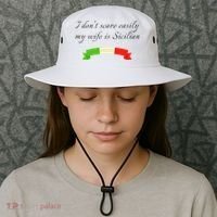 Funny Saying Don't Scare Easily My Wife Is Sicilian Dad Joke Bucket Hat thumb 3
