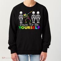Funny Skeleton Dabbing Dare To Be Yourself Autism Awareness Gift Women's Sweatshirt thumb 0