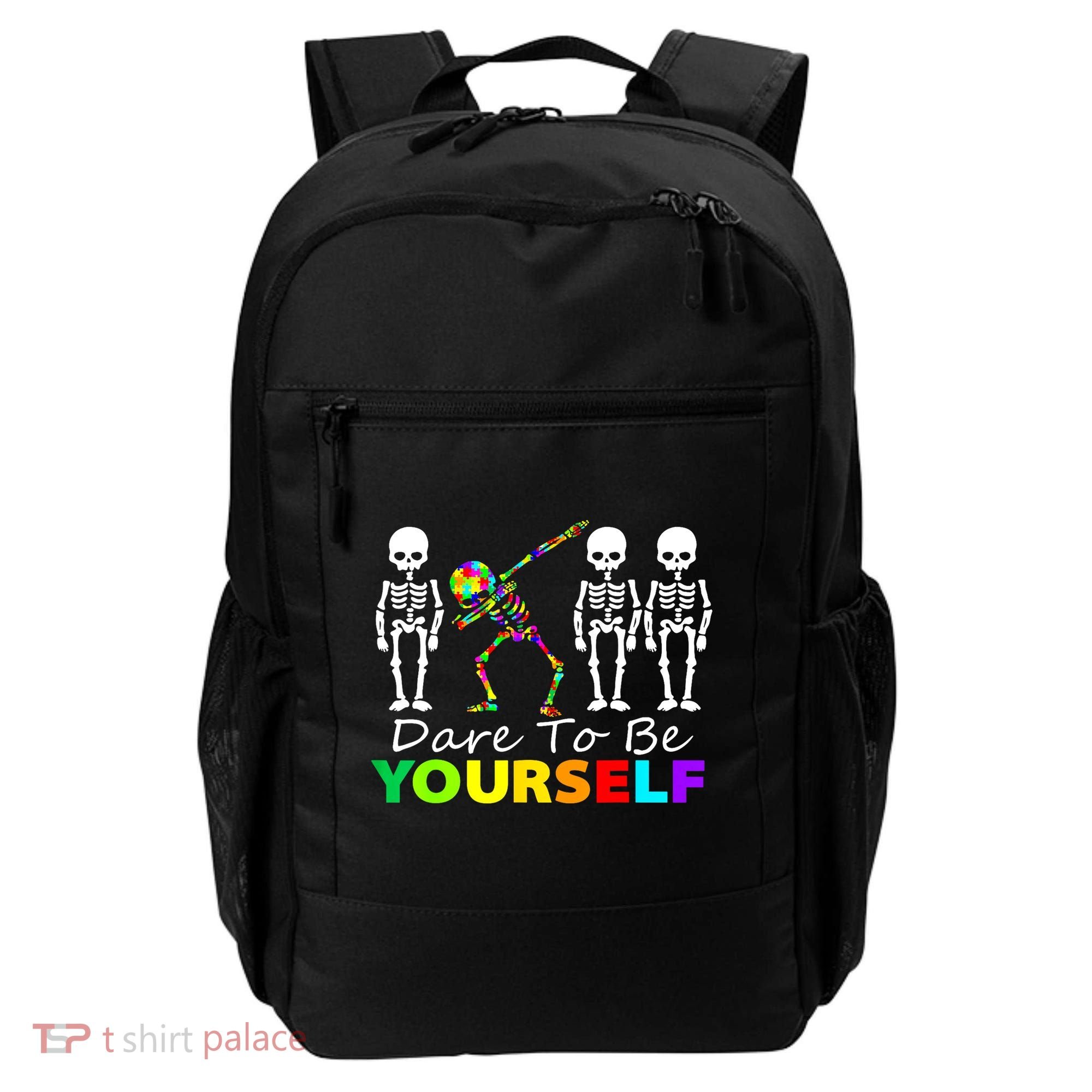 Funny Skeleton Dabbing Dare To Be Yourself Autism Awareness Gift Backpack