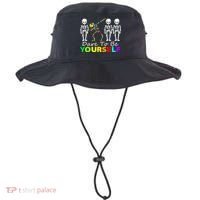 Funny Skeleton Dabbing Dare To Be Yourself Autism Awareness Gift Bucket Hat thumb 0