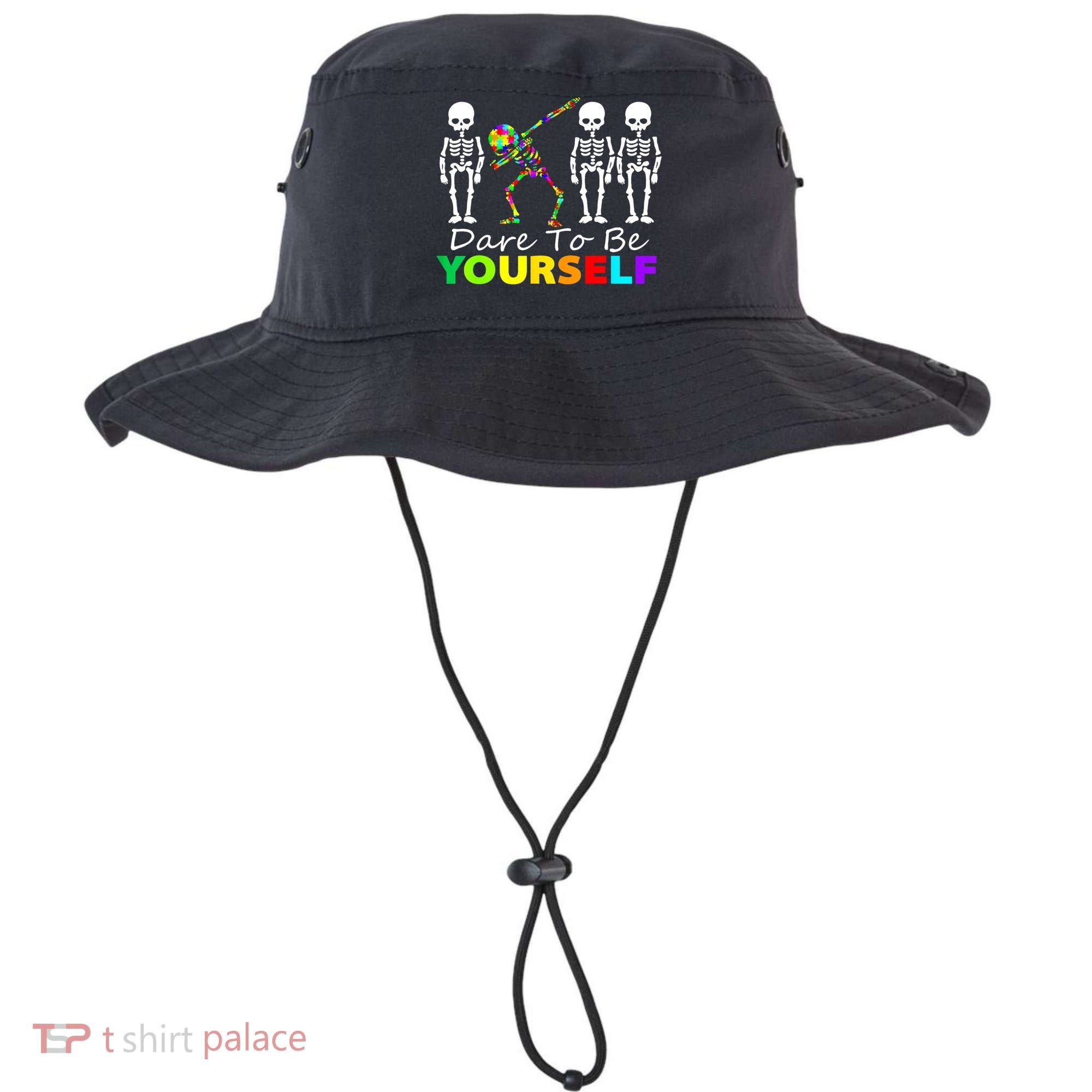 Funny Skeleton Dabbing Dare To Be Yourself Autism Awareness Gift Bucket Hat