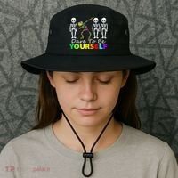 Funny Skeleton Dabbing Dare To Be Yourself Autism Awareness Gift Bucket Hat thumb 3