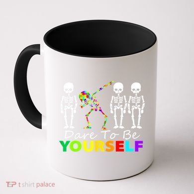 Funny Skeleton Dabbing Dare To Be Yourself Autism Awareness Gift Coffee Mug