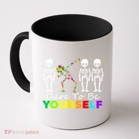 Funny Skeleton Dabbing Dare To Be Yourself Autism Awareness Gift Coffee Mug thumb 0