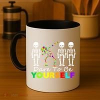 Funny Skeleton Dabbing Dare To Be Yourself Autism Awareness Gift Coffee Mug thumb 4