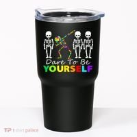 Funny Skeleton Dabbing Dare To Be Yourself Autism Awareness Gift Tumbler thumb 0