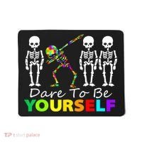 Funny Skeleton Dabbing Dare To Be Yourself Autism Awareness Gift Mousepad thumb 0