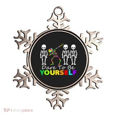 Funny Skeleton Dabbing Dare To Be Yourself Autism Awareness Gift Ornament