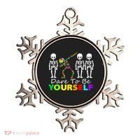 Funny Skeleton Dabbing Dare To Be Yourself Autism Awareness Gift Ornament thumb 0