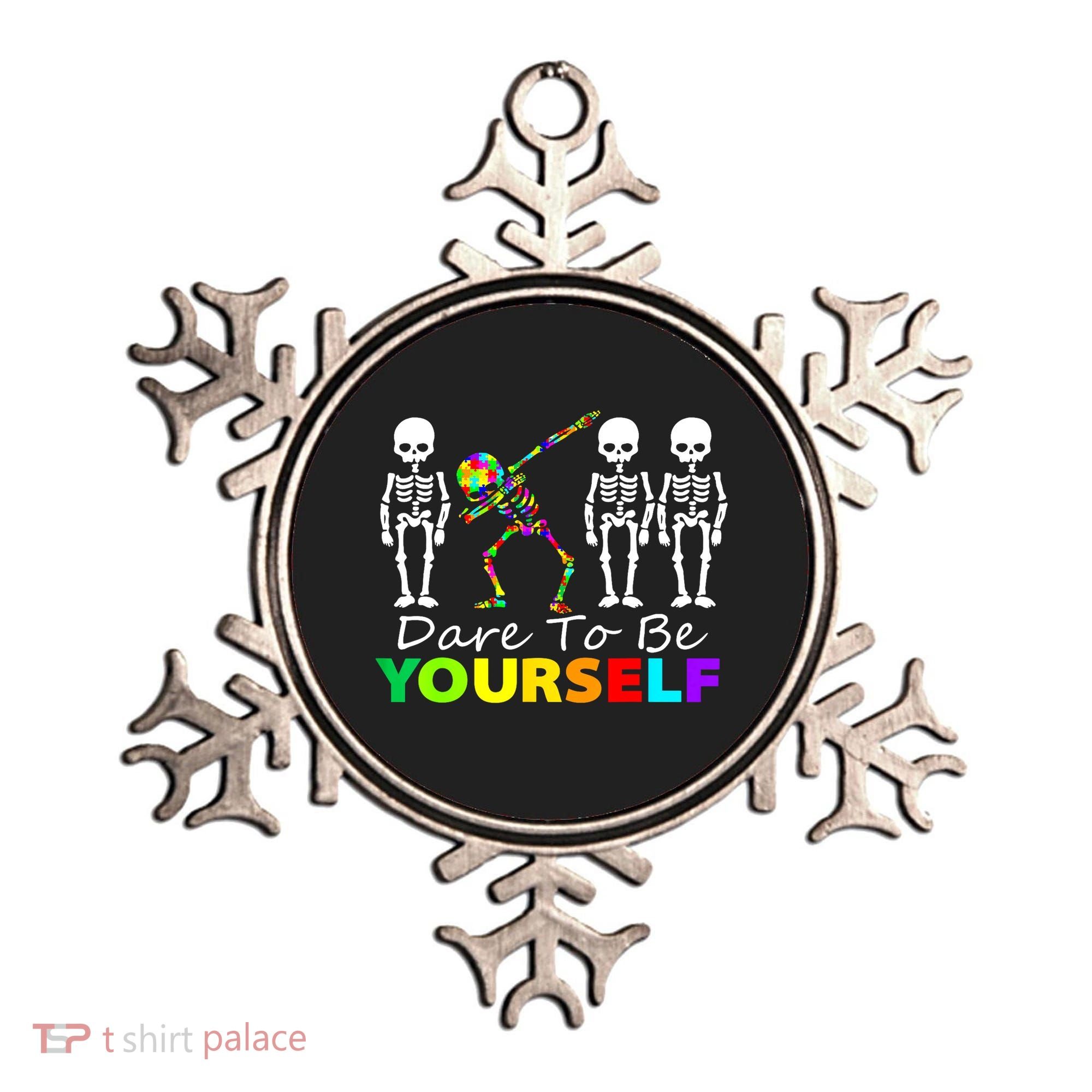 Funny Skeleton Dabbing Dare To Be Yourself Autism Awareness Gift Ornament