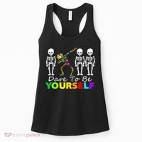 Funny Skeleton Dabbing Dare To Be Yourself Autism Awareness Gift Women's Tank Top thumb 0