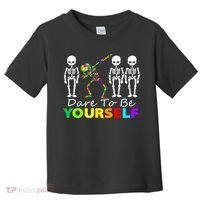 Funny Skeleton Dabbing Dare To Be Yourself Autism Awareness Gift Toddler T-Shirt thumb 0