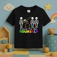 Funny Skeleton Dabbing Dare To Be Yourself Autism Awareness Gift Toddler T-Shirt thumb 3