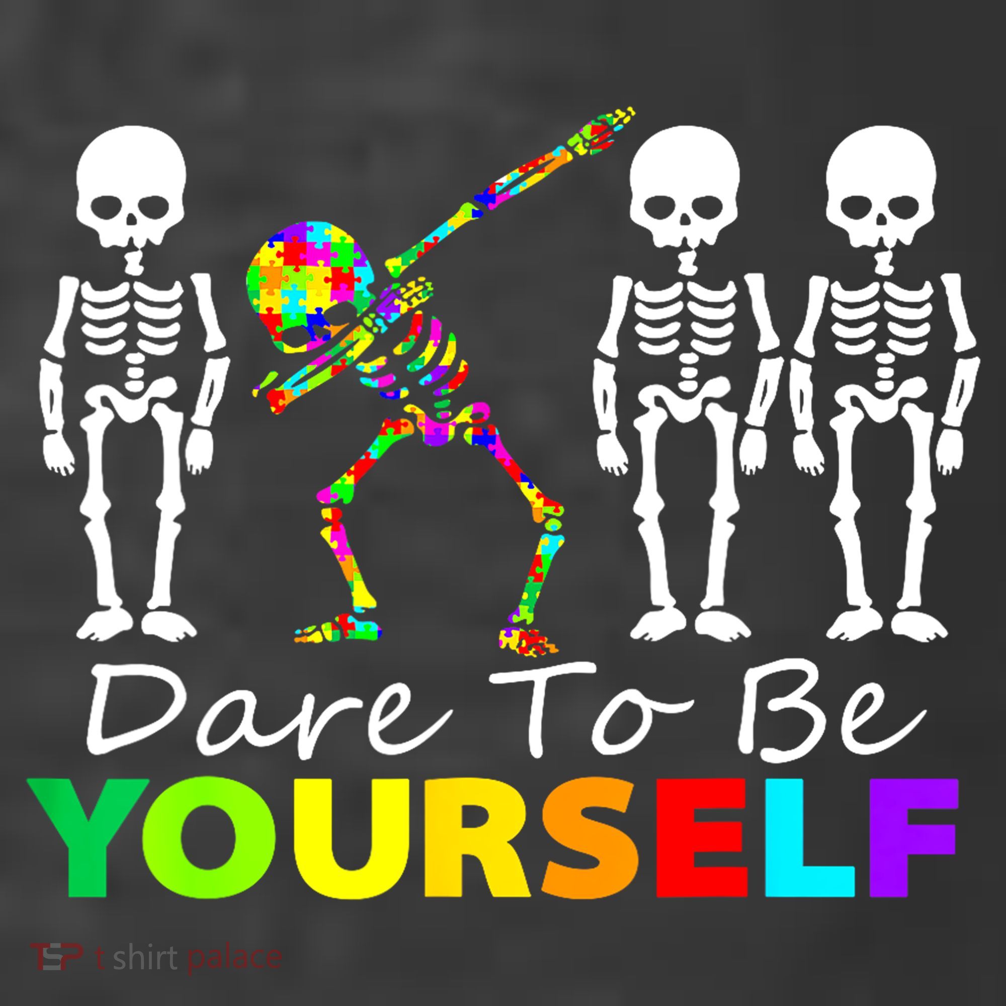 Funny Skeleton Dabbing Dare To Be Yourself Autism Awareness Gift Women's Hoodie