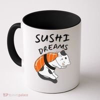 Funny Sushi Dreams Salmon Lovers Cat Dream Women Coffee Mug thumb 0