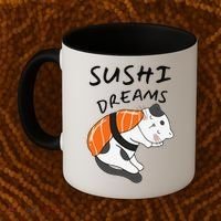 Funny Sushi Dreams Salmon Lovers Cat Dream Women Coffee Mug thumb 2