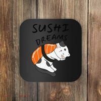 Funny Sushi Dreams Salmon Lovers Cat Dream Women Coaster thumb 0