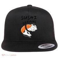 Funny Sushi Dreams Salmon Lovers Cat Dream Women Flat Bill Trucker Hat thumb 0