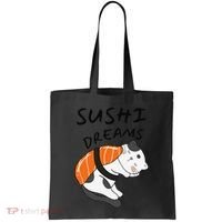 Funny Sushi Dreams Salmon Lovers Cat Dream Women Tote Bag thumb 0