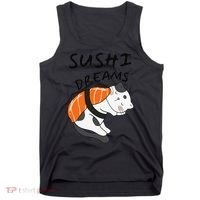 Funny Sushi Dreams Salmon Lovers Cat Dream Women Tank Top thumb 0