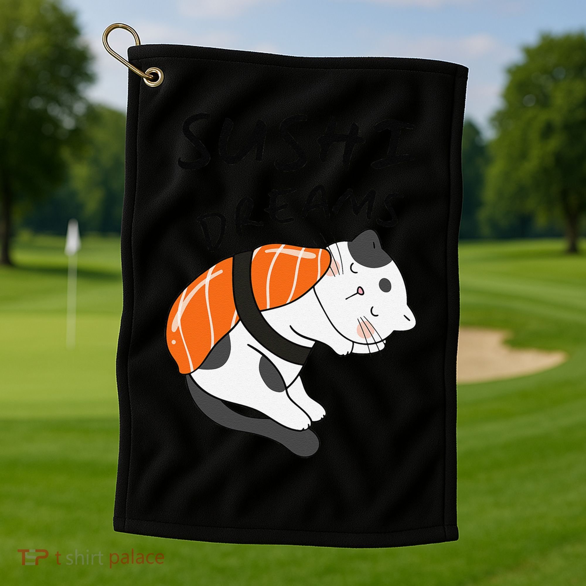 Funny Sushi Dreams Salmon Lovers Cat Dream Women Golf Towel