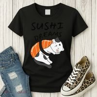 Funny Sushi Dreams Salmon Lovers Cat Dream Women Women's T-Shirt thumb 3