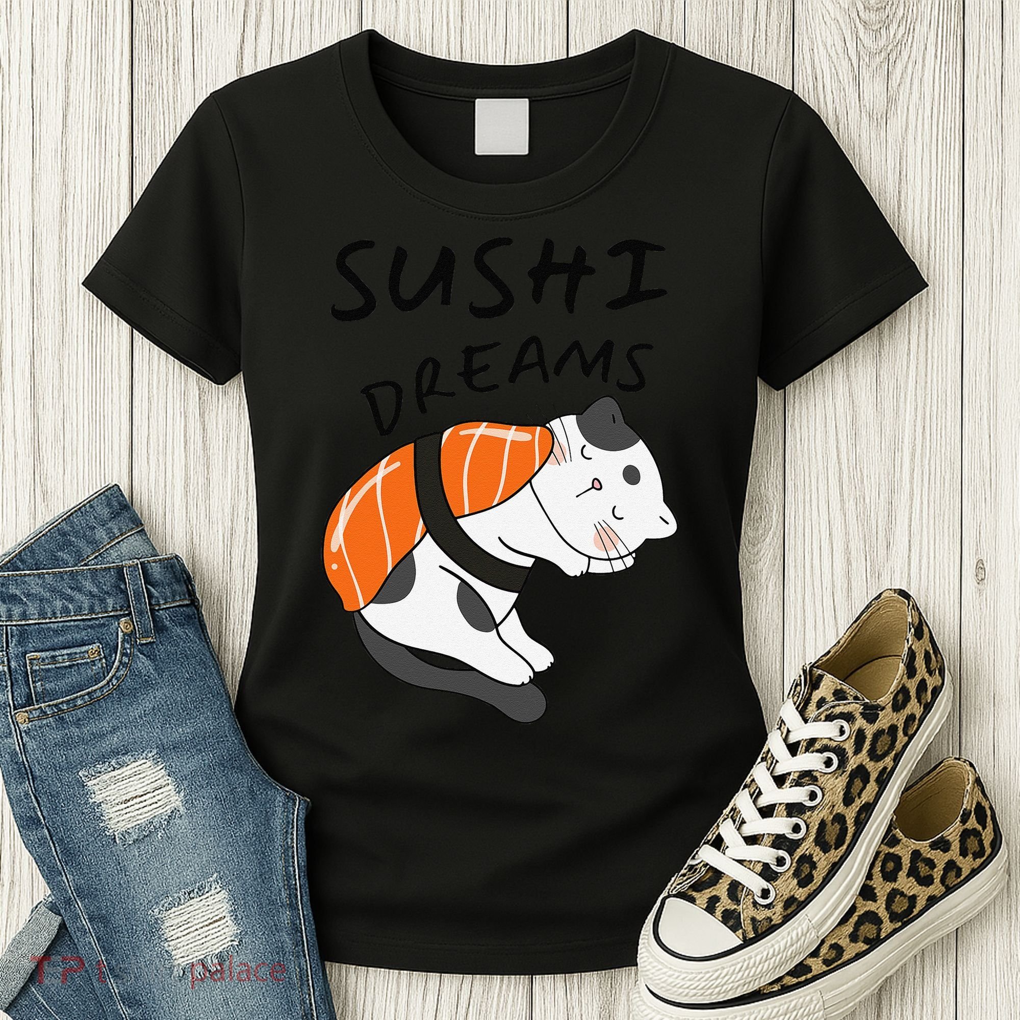 Funny Sushi Dreams Salmon Lovers Cat Dream Women Women's T-Shirt
