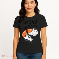 Funny Sushi Dreams Salmon Lovers Cat Dream Women Women's T-Shirt thumb 4