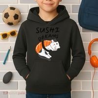 Funny Sushi Dreams Salmon Lovers Cat Dream Women Kids Hoodie thumb 2