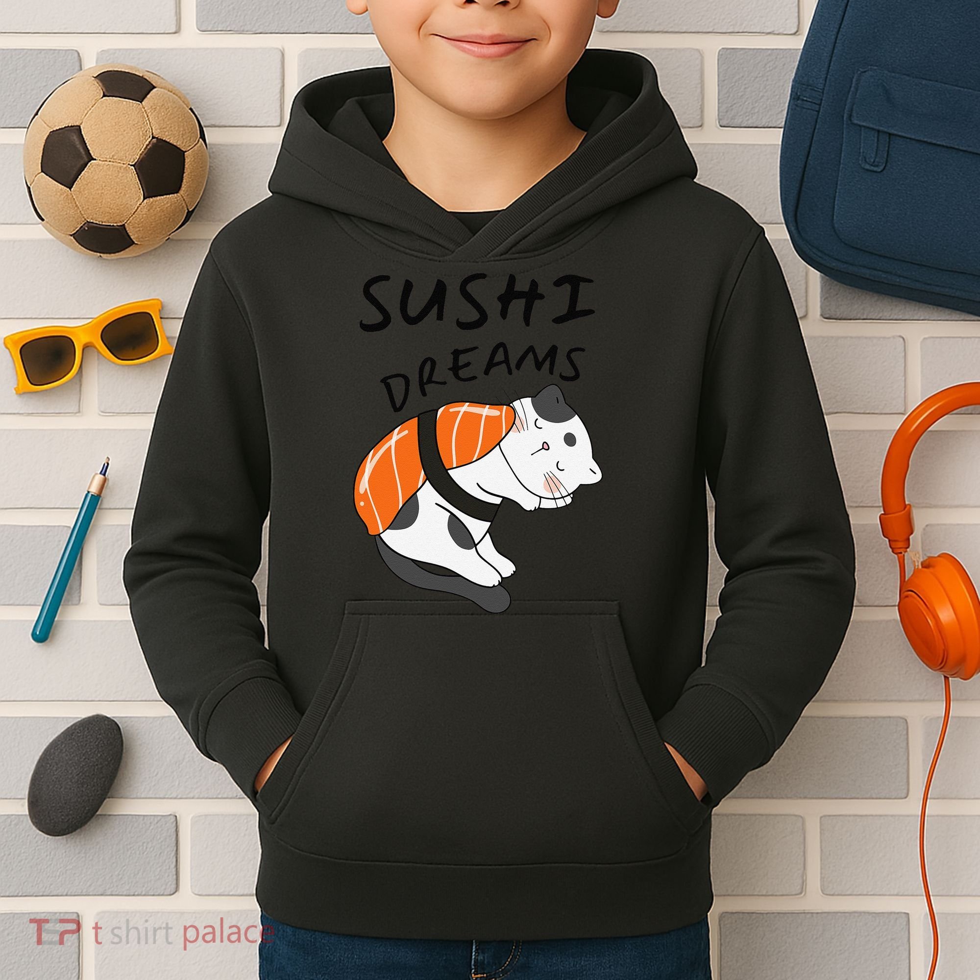 Funny Sushi Dreams Salmon Lovers Cat Dream Women Kids Hoodie