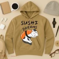 Funny Sushi Dreams Salmon Lovers Cat Dream Women Hoodie thumb 3