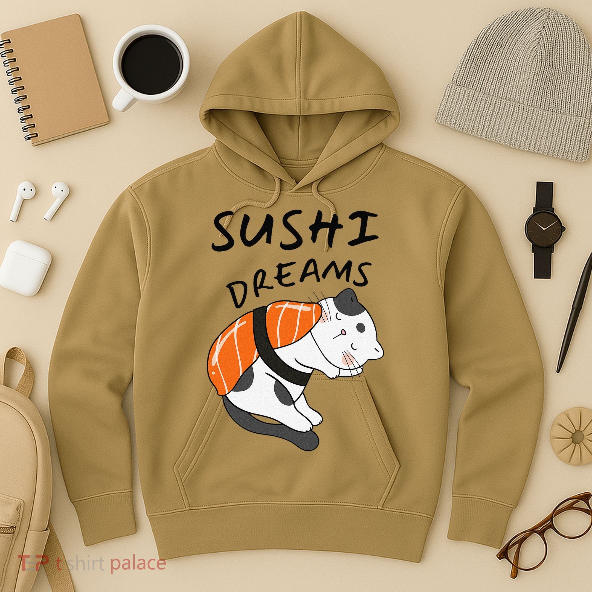 Funny Sushi Dreams Salmon Lovers Cat Dream Women Hoodie