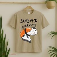 Funny Sushi Dreams Salmon Lovers Cat Dream Women T-Shirt thumb 2