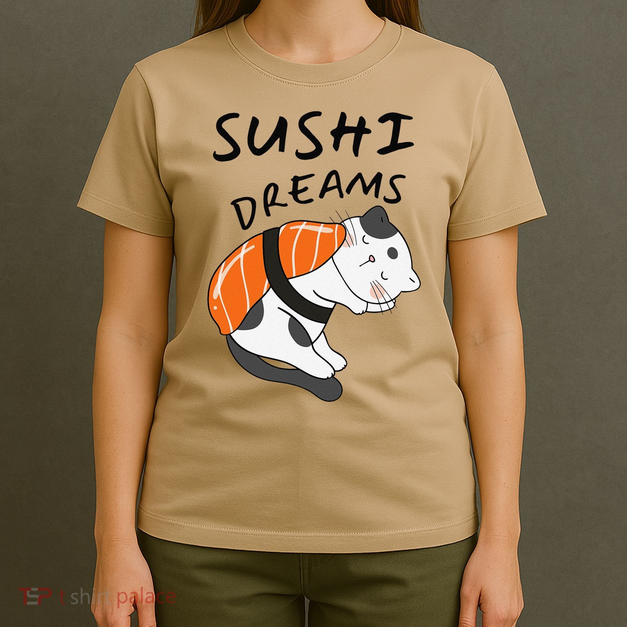 Funny Sushi Dreams Salmon Lovers Cat Dream Women T-Shirt
