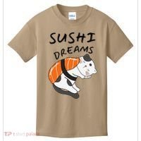 Funny Sushi Dreams Salmon Lovers Cat Dream Women Kids T-Shirt thumb 0