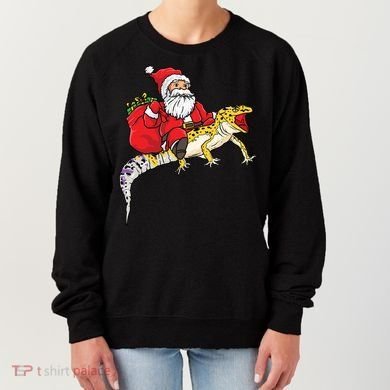 Fun Santa Delivering Presents On Leopard Gecko Lizard Gift Women's Sweatshirt
