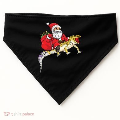 Fun Santa Delivering Presents On Leopard Gecko Lizard Gift USA-Made Doggie Bandana