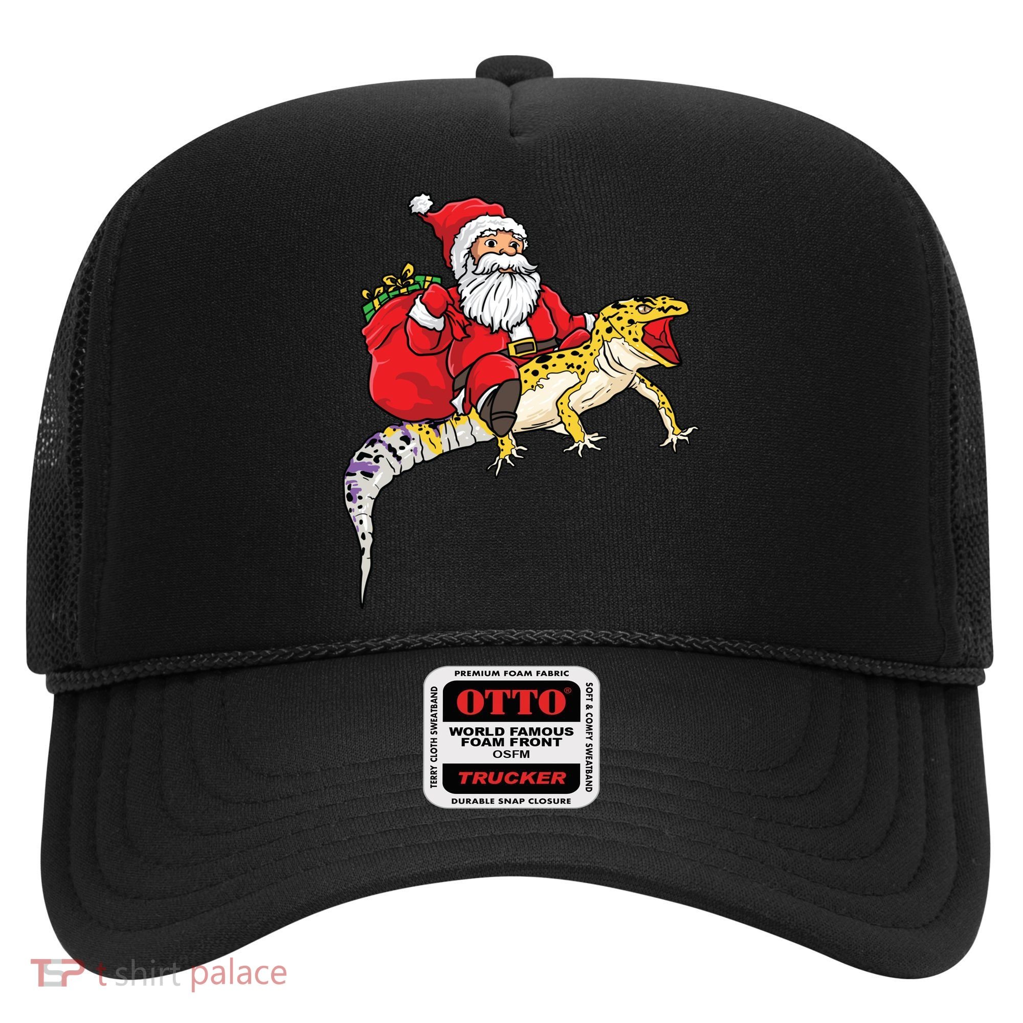 Fun Santa Delivering Presents On Leopard Gecko Lizard Gift Hat