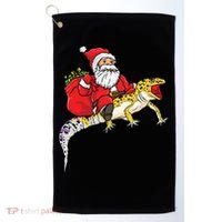 Fun Santa Delivering Presents On Leopard Gecko Lizard Gift Golf Towel thumb 0