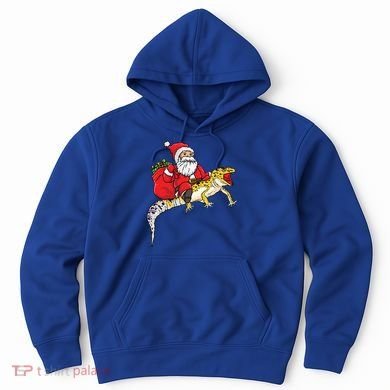Fun Santa Delivering Presents On Leopard Gecko Lizard Gift Hoodie