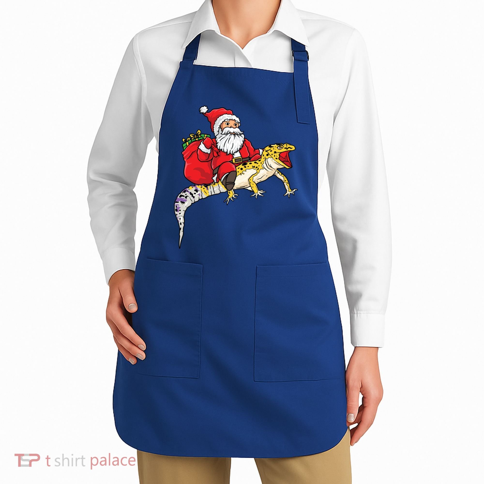 Fun Santa Delivering Presents On Leopard Gecko Lizard Gift Apron