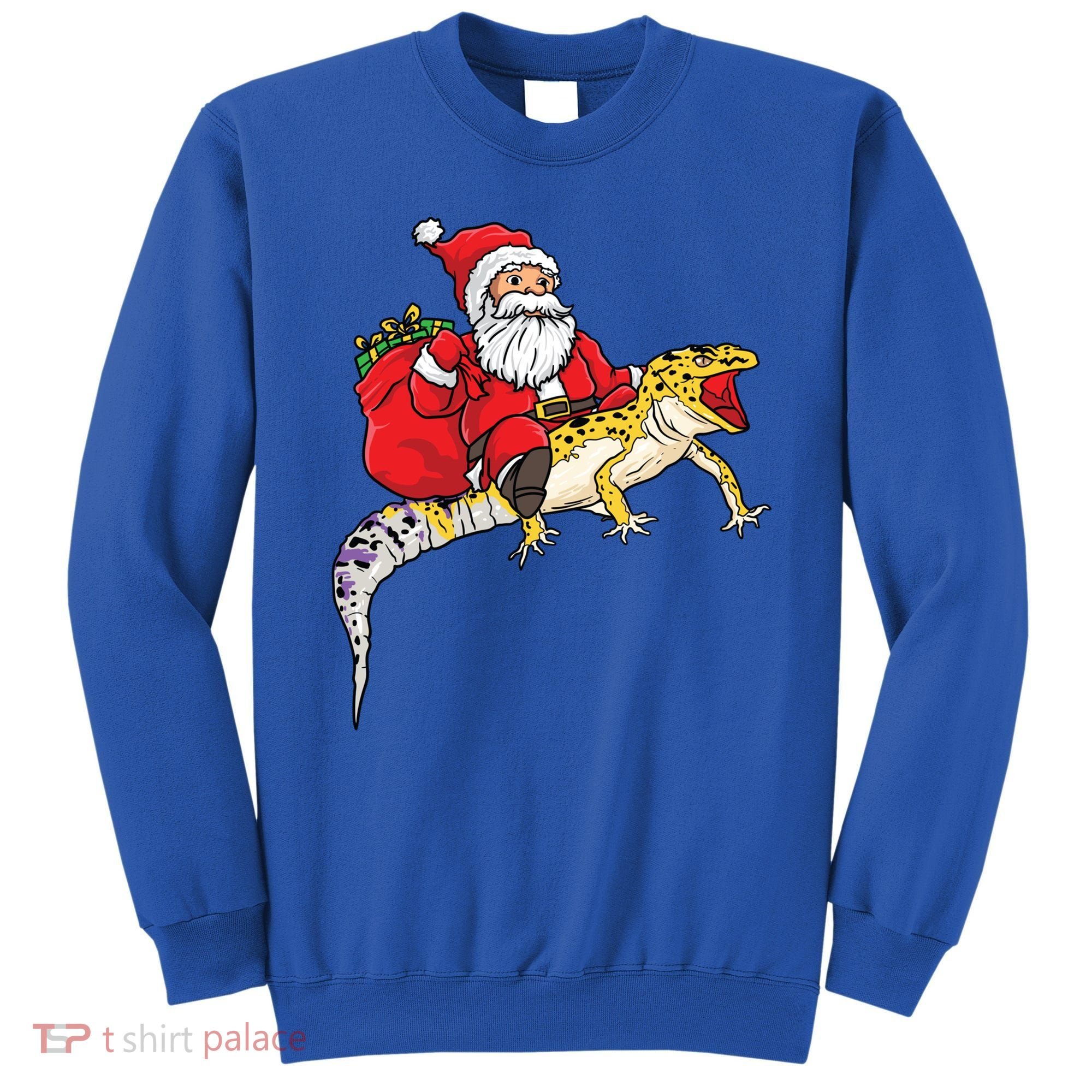 Fun Santa Delivering Presents On Leopard Gecko Lizard Gift Sweatshirt
