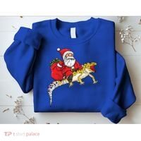 Fun Santa Delivering Presents On Leopard Gecko Lizard Gift Sweatshirt thumb 2