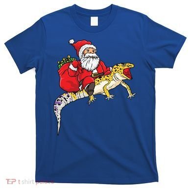 Fun Santa Delivering Presents On Leopard Gecko Lizard Gift T-Shirt