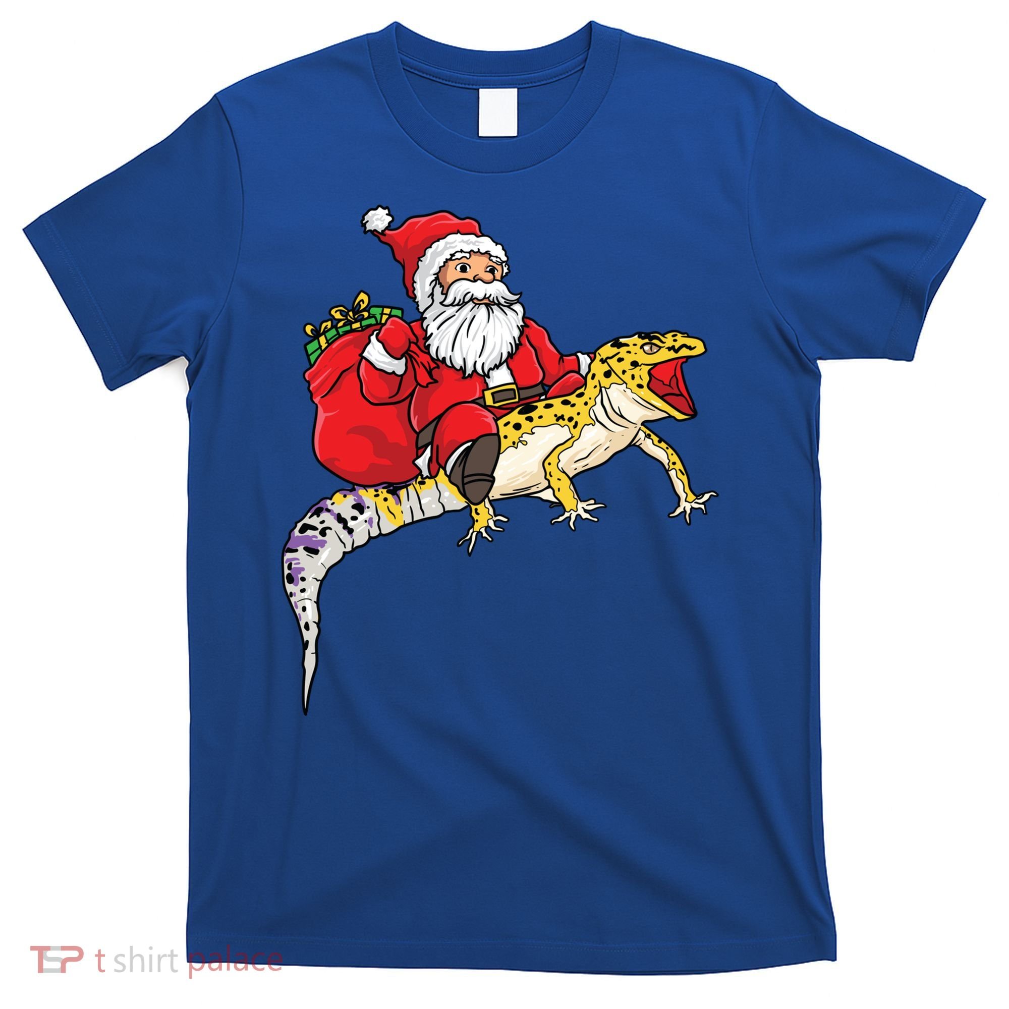 Fun Santa Delivering Presents On Leopard Gecko Lizard Gift T-Shirt