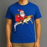 Fun Santa Delivering Presents On Leopard Gecko Lizard Gift T-Shirt thumb 3
